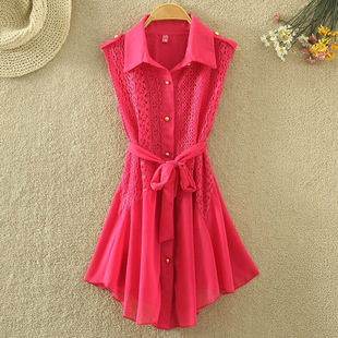 2014夏装新款中长款<em>无袖雪纺开衫</em>修身显瘦韩