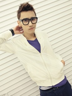  欧美复古风超好版型韩版时尚简约潮男纯色修身夹克男士外套潮男装