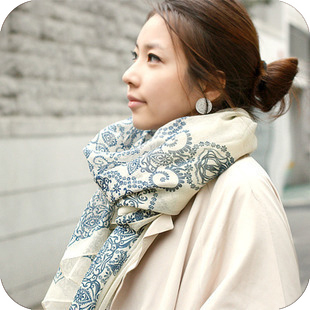 中国风青花瓷 大围巾...