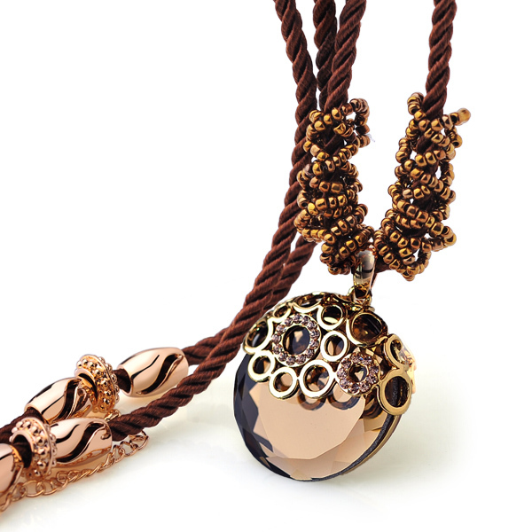 复古水晶毛衣项链...