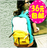 2012新款女包韩版情侣撞色包双肩包书包旅行帆布包学生包男女背包
