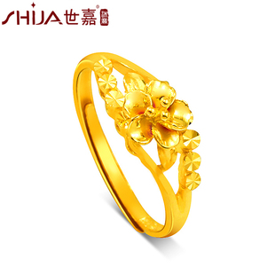  限时389元/克 免工费 世嘉 黄金 戒指 花的梦想 千足金 国检正品