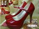 出口日韩12CM超高跟鞋3CM防水台漆皮单鞋~红色婚鞋新娘鞋