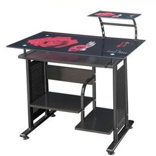 正品欧来美 家用高档玻璃台式电脑桌 黑色大方