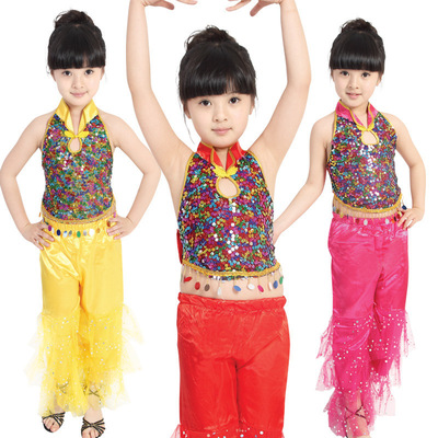 标题优化:儿童民族舞 幼儿园表演服 肚兜套装 腰鼓秧歌服装660