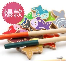儿童益智木制钓鱼玩具 磁性钓鱼 1-2岁宝宝小猫钓鱼 亲子 人气0.8