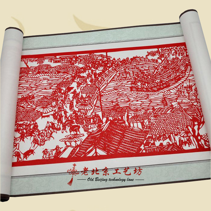 手工剪纸2米清明上河图剪纸...