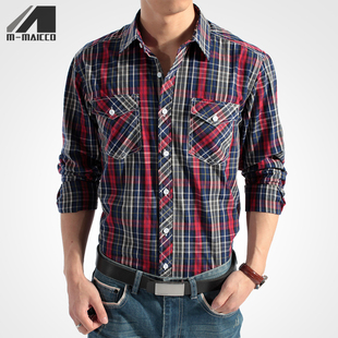  墨麦客 秋装新品衬衫男 修身男装衬衣男 韩版长袖衬衫 男9060
