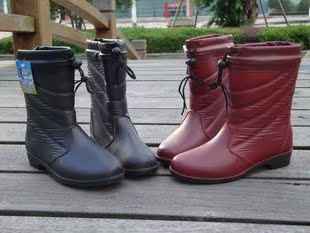  特价斜纹时尚款女雨鞋雨靴雪地靴子胶鞋仿皮鞋*加绒保暖单雨鞋