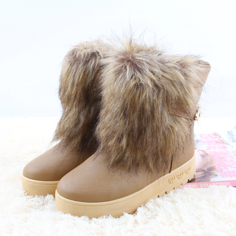 冬靴牛筋底防水雪地靴...