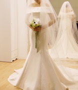 新娘婚纱礼服一字肩小拖尾韩版简约大连婚纱定制工作室