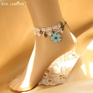  年后发货  樱花恋 原创复古蕾丝女士脚链情人节七夕礼物饰品