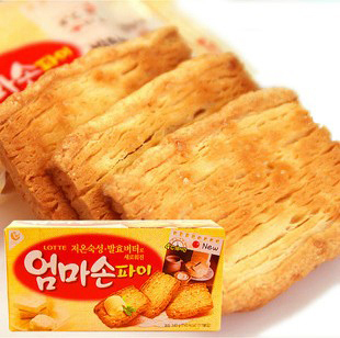  韩国进口 乐天妈妈手派 层奶香脆薄 酥松香脆起司味饼干140g