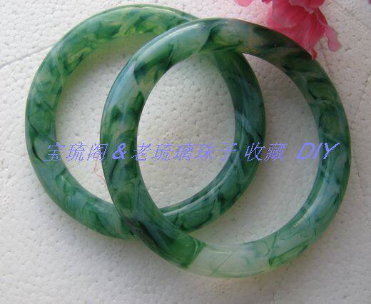 岁末15元/只！手工琉璃镯子品相好- 绞翠丝老琉璃手镯 5.7cm