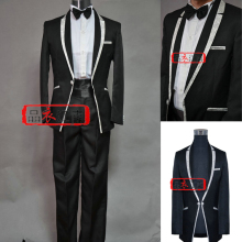 镶银边修身男士礼服/韩版明星新郎礼服/婚庆司仪主持人服装