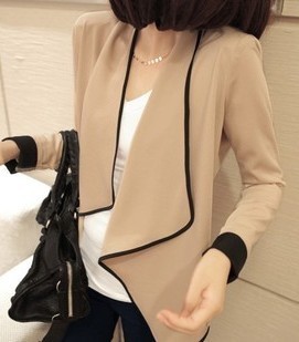  秋装新品外套女韩版长袖小西装开衫短款短外套撞色小外套