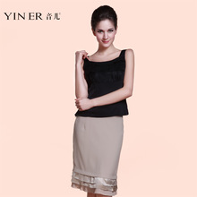 YINER音儿影儿 专柜正品夏新黑色涤纶女裙89350110