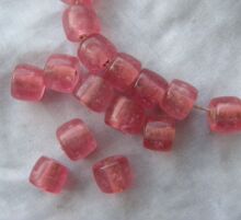珍贵含金 圆台仿碧玺粉色琉璃珠子 10*8mm 左右