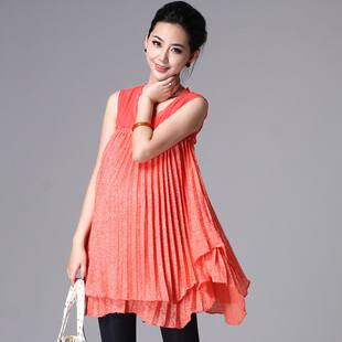 Savvy Mommy 2012 fashion maternity dresses summer orange dress pregnant big belly pregnant women Po early pregnancy of 213