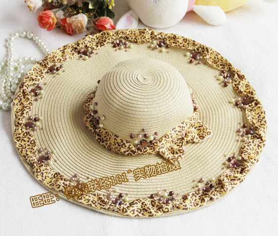 Crazy Fruit Great Pyrenees studio customized Leopard plot Original manual Eaves straw hatin the Accessories/Leather belt/Hat/Muffler , Hat category - from Buy2taobao.com to provide professional Taobao agent buy service