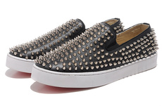 Демисезонные ботинки christian louboutin羊皮低帮套脚银色柳丁单鞋
