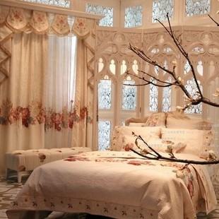 高档品牌窗帘 卧室客厅窗帘布 窗纱精致绣花工艺成品订做