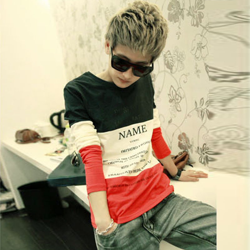 韩版修身潮流拼接...