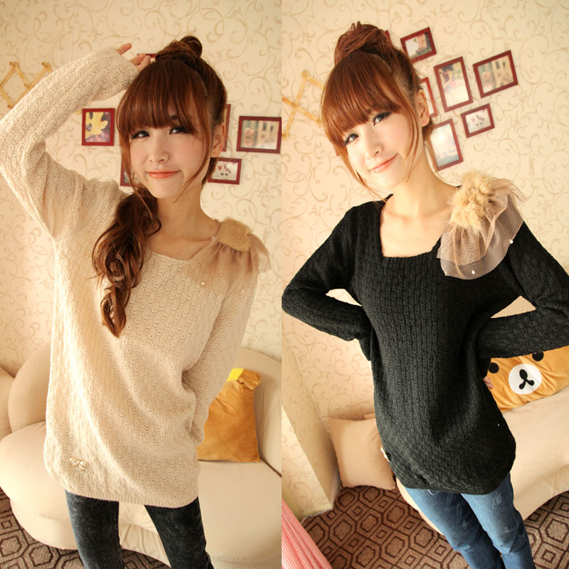 休闲纯色流行单肩毛...