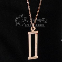 BVLGARI BVLGARI cuadrados suéter columnas de cadena larga de titanio rosa collar de cadena de joyas de oro