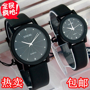  包邮 韩版简约时尚 男表 男士手表 情侣对表 水钻情侣表 皮带手表