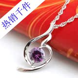 包快递再送礼 纯天然特A级紫水晶925纯银柔美项链 热销千件