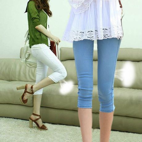 2014夏装新款修身白红色女<em>7分马裤</em>短裤薄款韩