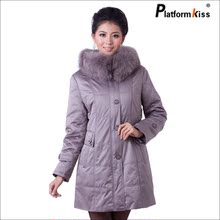 尼克服 女 中长款 兔毛内胆狐狸毛领 新款特价 皮草 棉服女 N030