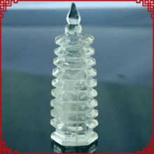 纯天然 白水晶 开光玲珑九层文昌塔  旺学业极品