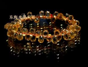  [东海水晶批发]超值特价 水滴形切角度天然黄水晶手链 水晶手链