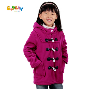  GOPLAY秋冬装新款 女童摇粒绒牛角扣大衣 儿童新年抓绒保暖外套