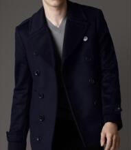 代购巴宝莉Burberry男装2012新款双排扣羊毛深蓝色外套37608291