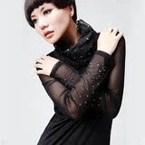 雀后[W6203]2012秋冬针织衫网纱领围长袖烫钻打底衫