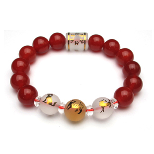 凡蝶开光年吉祥物水晶红玛瑙寅午戌朱雀狗虎马三奇四神兽手链