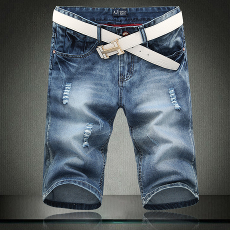 2014年新款时尚大码牛仔<em>短裤</em> 男士<em>膝盖</em>裤42码