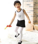 韩国进口男童拉丁舞蹈服装少儿练功服儿童白背心黑色短裤套装