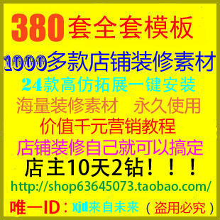 全套店铺装修模板海量淘宝装修素材模版 仿拓展一键安装 营销教程
