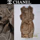 2010春装新款 <span class=H>CHANEL</span>/香奈儿 优雅女装 獭兔毛 背心连衣裙 e-o*3a