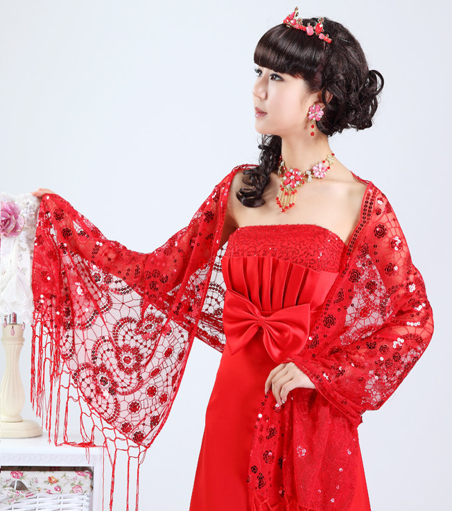 抹胸婚纱必备!2011新款春夏秋季装高档蕾丝披肩外套红色MP57-Y