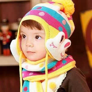 全店满百包邮 韩版婴儿童帽子冬季 彩虹 绒线帽