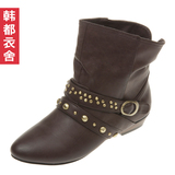 韩都衣舍⑤折扣店●韩铆钉金属饰扣女靴ST1025仝