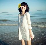 两件包邮^2012春夏装呛口小辣椒全蕾丝超美雪纺中袖勾花连衣裙