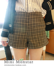 特外单人手一条 全内衬 复古<span class=H>英伦</span>学院欧美风 高腰西装格子短裤