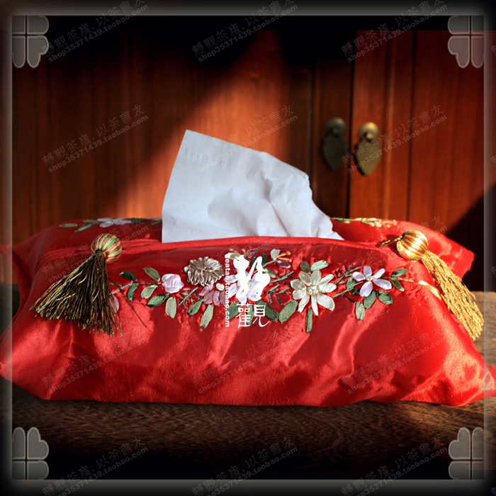 Bright red Chinese style tassels Brocade Embroidery Tissue box cover new year wedding A new house Tearoom Retro decoratein the Storage consolidation , Home Storage appliances , Pouch , Towel sets category - from Buy2taobao.com to provide professional Taobao agent buy service
