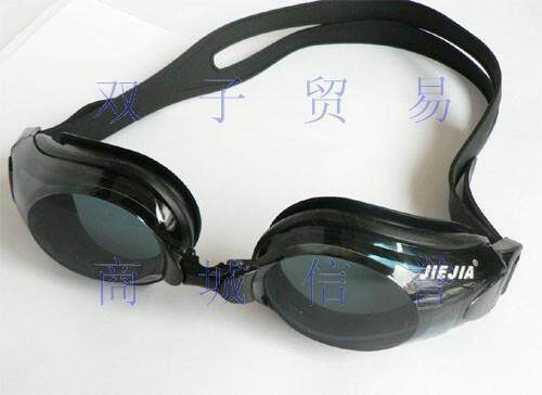 三冠~捷佳近视硅胶防雾游泳镜黑色150～900度数全!可左右度数不同